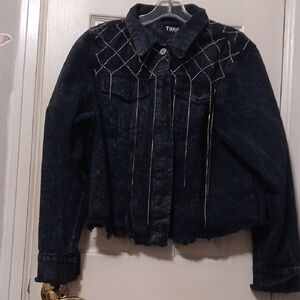 Thrill Jeans Dark Blue Embellished Jean Jacket